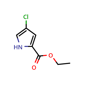 Chemical structure of Ethyl 4-chloro-1H-pyrrole-2-carboxylate , CAS 1254110-74-1, AChemBlock AD288252