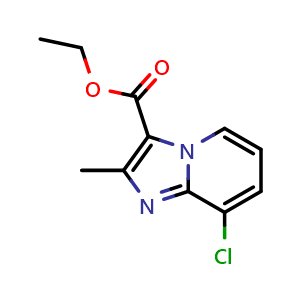 Chemical structure of 8-Chloro-2-methyl-imidazo[1,2-a]pyridine-3-carboxylic acid ethyl ester , CAS 885276-29-9, AChemBlock AD288258