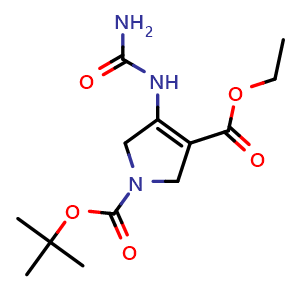 Chemical structure of 1-(Tert-butyl) 3-ethyl 4-ureido-2,5-dihydro-1H-pyrrole-1,3-dicarboxylate , CAS 1449117-74-1, AChemBlock AD288263
