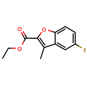 Chemical structure of Ethyl 5-fluoro-3-methylbenzofuran-2-carboxylate , CAS 1033196-12-1, AChemBlock AD288265