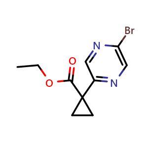 Chemical structure of Ethyl 1-(5-Bromo-2-pyrazinyl)cyclopropanecarboxylate , CAS 3076176-48-9, AChemBlock AD288268