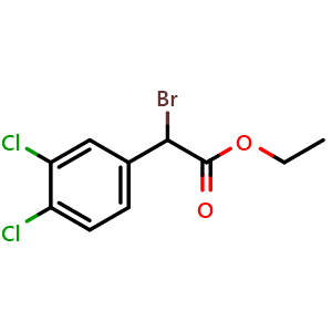 Chemical structure of Ethyl 2-bromo-2-(3,4-dichlorophenyl)acetate , CAS 41204-08-4, AChemBlock AD288273