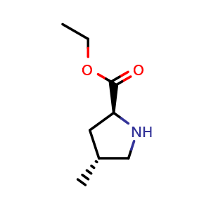 Chemical structure of Ethyl (2S,4R)-4-methylpyrrolidine-2-carboxylate , CAS 165273-06-3, AChemBlock AD288276