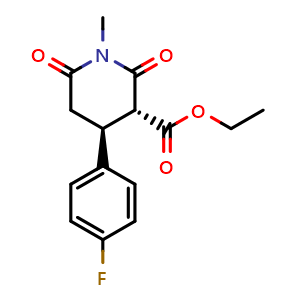 Chemical structure of rel-Ethyl (3r,4s)-4-(4-fluorophenyl)-1-methyl-2,6-dioxopiperidine-3-carboxylate , CAS 109887-52-7, AChemBlock AD288277