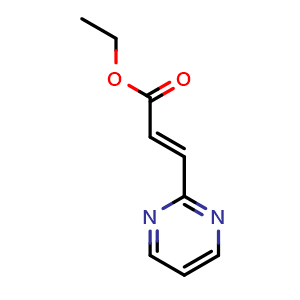 Chemical structure of Ethyl (E)-3-(pyrimidin-2-yl)acrylate , CAS 865692-66-6, AChemBlock AD288278