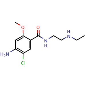 Chemical structure of 4-Amino-5-chloro-N-(2-(ethylamino)ethyl)-2-methoxybenzamide , CAS 27260-19-1, AChemBlock AD288282