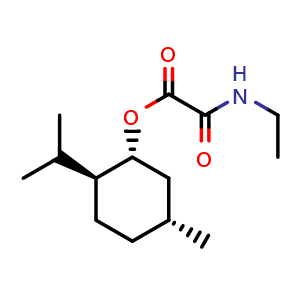 Chemical structure of (1R,2S,5R)-2-Isopropyl-5-methylcyclohexyl 2-(Ethylamino)-2-oxoacetate , CAS 1122460-01-8, AChemBlock AD288284