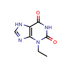 Chemical structure of 3-Ethyl-3,7-dihydro-1H-purine-2,6-dione , CAS 41078-01-7, AChemBlock AD288285