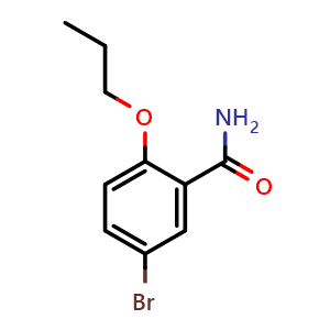 Chemical structure of 5-Bromo-2-propoxybenzamide , CAS 882093-01-8, AChemBlock AD288294