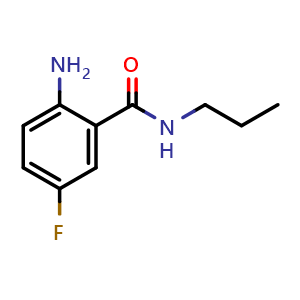 Chemical structure of 2-Amino-5-fluoro-n-propylbenzamide , CAS 1094449-17-8, AChemBlock AD288297