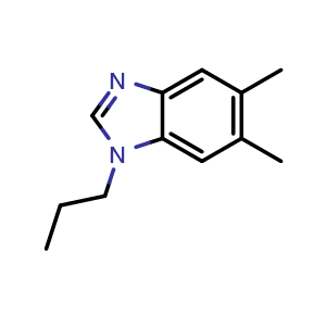 Chemical structure of 5,6-Dimethyl-1-propyl-1H-benzo[d]imidazole , CAS 638140-77-9, AChemBlock AD288300