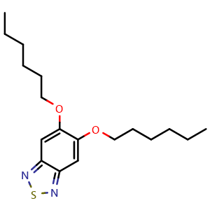 Chemical structure of 5,6-Bis(hexyloxy)benzo[c][1,2,5]thiadiazole , CAS 1190978-93-8, AChemBlock AD288312