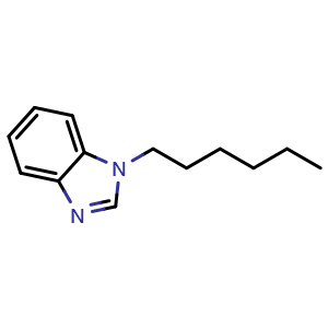 Chemical structure of 1-Hexyl-1H-benzo[d]imidazole , CAS 144991-19-5, AChemBlock AD288313