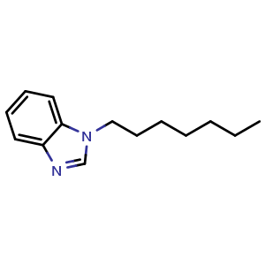 Chemical structure of 1-Heptyl-1H-benzo[d]imidazole , CAS 52887-07-7, AChemBlock AD288314