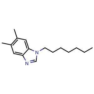 Chemical structure of 1-Heptyl-5,6-dimethyl-1H-benzimidazole , CAS 954936-27-7, AChemBlock AD288315