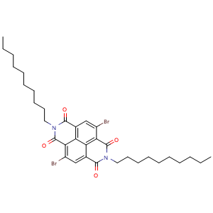 Chemical structure of 4,9-Dibromo-2,7-didecylbenzo[lmn][3,8]phenanthroline-1,3,6,8(2H,7H)-tetraone , CAS 2764834-54-8, AChemBlock AD288327