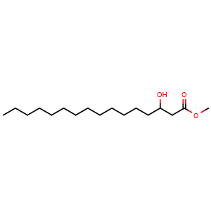 Chemical structure of Methyl 3-hydroxyhexadecanoate , CAS 51883-36-4, AChemBlock AD288340