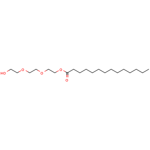 Chemical structure of Tetradecanoic acid, 2-[2-(2-hydroxyethoxy)ethoxy]ethyl ester , CAS 68818-05-3, AChemBlock AD288343