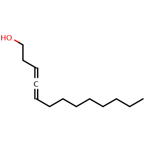 Chemical structure of 3,4-Tridecadien-1-ol , CAS 60705-50-2, AChemBlock AD288354