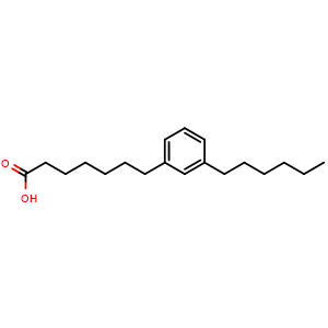 Chemical structure of 7-(3-Hexylphenyl)heptanoic acid , CAS 945414-26-6, AChemBlock AD288363