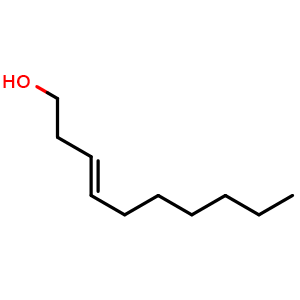 Chemical structure of (E)-3-Decen-1-ol , CAS 10339-60-3, AChemBlock AD288366