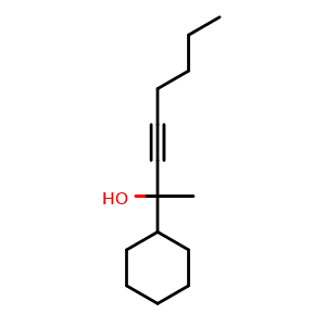 Chemical structure of 2-cyclohexyloct-3-yn-2-ol , CAS 2276776-59-9, AChemBlock AD288373