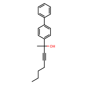 Chemical structure of 2-([1,1'-Biphenyl]-4-yl)oct-3-yn-2-ol , CAS 2869041-76-7, AChemBlock AD288374