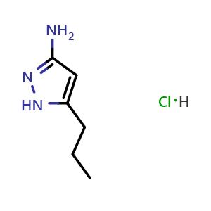 Chemical structure of 5-Propyl-1H-pyrazol-3-amine Hydrochloride , CAS 1301738-66-8, AChemBlock AD288380