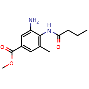 Chemical structure of Methyl 3-amino-4-butanamido-5-methylbenzoate , CAS 675882-71-0, AChemBlock AD288386