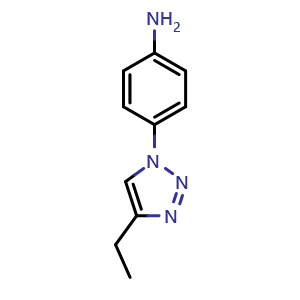 Chemical structure of 4-(4-Ethyl-1H-1,2,3-triazol-1-yl)aniline , CAS 1357147-47-7, AChemBlock AD288391