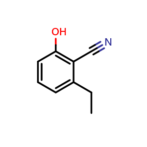 Chemical structure of 2-ethyl-6-hydroxybenzonitrile , CAS 1243377-83-4, AChemBlock AD288416
