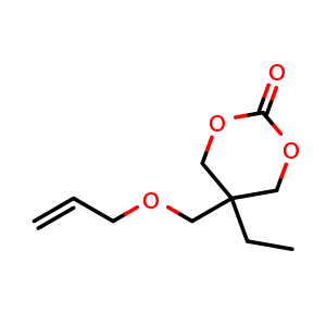 Chemical structure of 5-((Allyloxy)methyl)-5-ethyl-1,3-dioxan-2-one , CAS 3536-64-9, AChemBlock AD288418