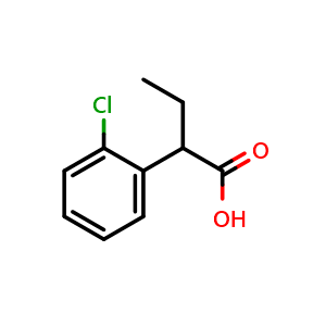 Chemical structure of 2-(2-Chlorophenyl)butanoic acid , CAS 188014-56-4, AChemBlock AD288421