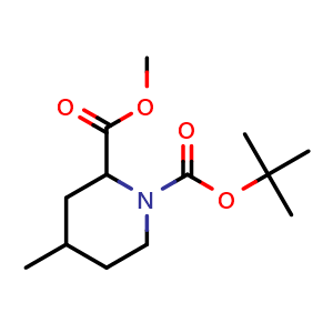 Chemical structure of Methyl 1-Boc-4-methylpiperidine-2-carboxylate , CAS 1353628-22-4, AChemBlock AD288434