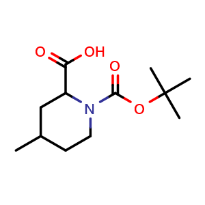 Chemical structure of 1-Boc-4-methylpiperidine-2-carboxylic acid , CAS 1262408-54-7, AChemBlock AD288435