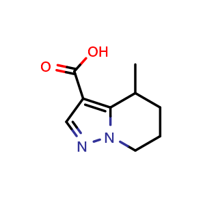 Chemical structure of 4-Methyl-4,5,6,7-tetrahydropyrazolo[1,5-a]pyridine-3-carboxylic acid , CAS 1547032-04-1, AChemBlock AD288436