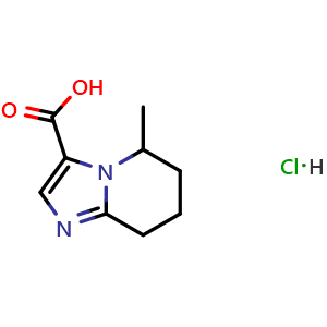Chemical structure of 5-Methyl-5,6,7,8-tetrahydroimidazo[1,2-a]pyridine-3-carboxylic acid hydrochloride , CAS 1955539-69-1, AChemBlock AD288437