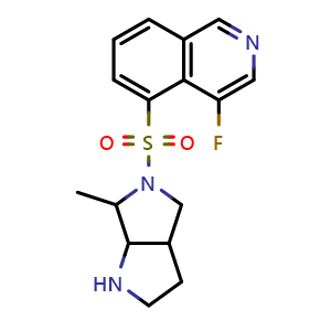Chemical structure of 4-Fluoro-5-((6-methylhexahydropyrrolo[3,4-b]pyrrol-5(1H)-yl)sulfonyl)isoquinoline , CAS 2266594-64-1, AChemBlock AD288443