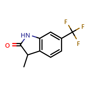 Chemical structure of 3-methyl-6-(trifluoromethyl)-2,3-dihydro-1H-indol-2-one , CAS 1536479-20-5, AChemBlock AD288445