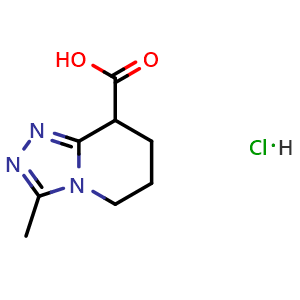 Chemical structure of 3-Methyl-5,6,7,8-tetrahydro-[1,2,4]triazolo[4,3-a]pyridine-8-carboxylic acid hydrochloride , CAS 2418730-66-0, AChemBlock AD288453