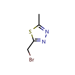 Chemical structure of 2-(Bromomethyl)-5-methyl-1,3,4-thiadiazole , CAS 75341-29-6, AChemBlock AD288454