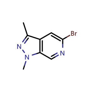 Chemical structure of 5-Bromo-1,3-dimethyl-1H-pyrazolo[3,4-c]pyridine , CAS 1434054-03-1, AChemBlock AD288458