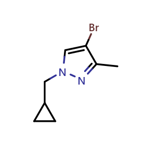 Chemical structure of 4-Bromo-1-(cyclopropylmethyl)-3-methylpyrazole , CAS 1849234-34-9, AChemBlock AD288460