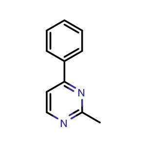 Chemical structure of 2-Methyl-4-phenylpyrimidine , CAS 21203-79-2, AChemBlock AD288470
