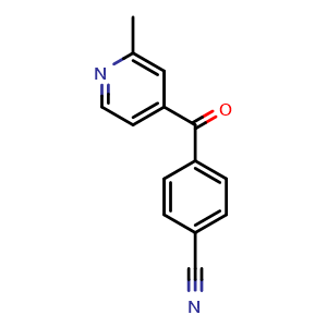 Chemical structure of 4-(2-Methylisonicotinoyl)benzonitrile , CAS 1187169-67-0, AChemBlock AD288473
