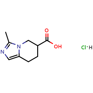 Chemical structure of 3-Methyl-5,6,7,8-tetrahydroimidazo[1,5-a]pyridine-6-carboxylic acid hydrochloride , CAS 1785279-53-9, AChemBlock AD288475