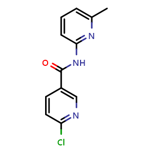 Chemical structure of 6-chloro-N-(6-methylpyridin-2-yl)nicotinamide , CAS 1016408-05-1, AChemBlock AD288485