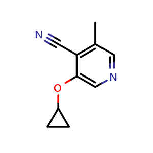 Chemical structure of 3-cyclopropoxy-5-methylisonicotinonitrile , CAS 1243377-46-9, AChemBlock AD288495