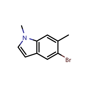 Chemical structure of 5-Bromo-1,6-dimethyl-1H-indole , CAS 1539043-92-9, AChemBlock AD288511