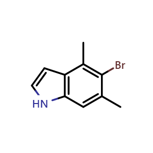 Chemical structure of 5-Bromo-4,6-dimethyl-1H-indole , CAS 1253929-28-0, AChemBlock AD288512